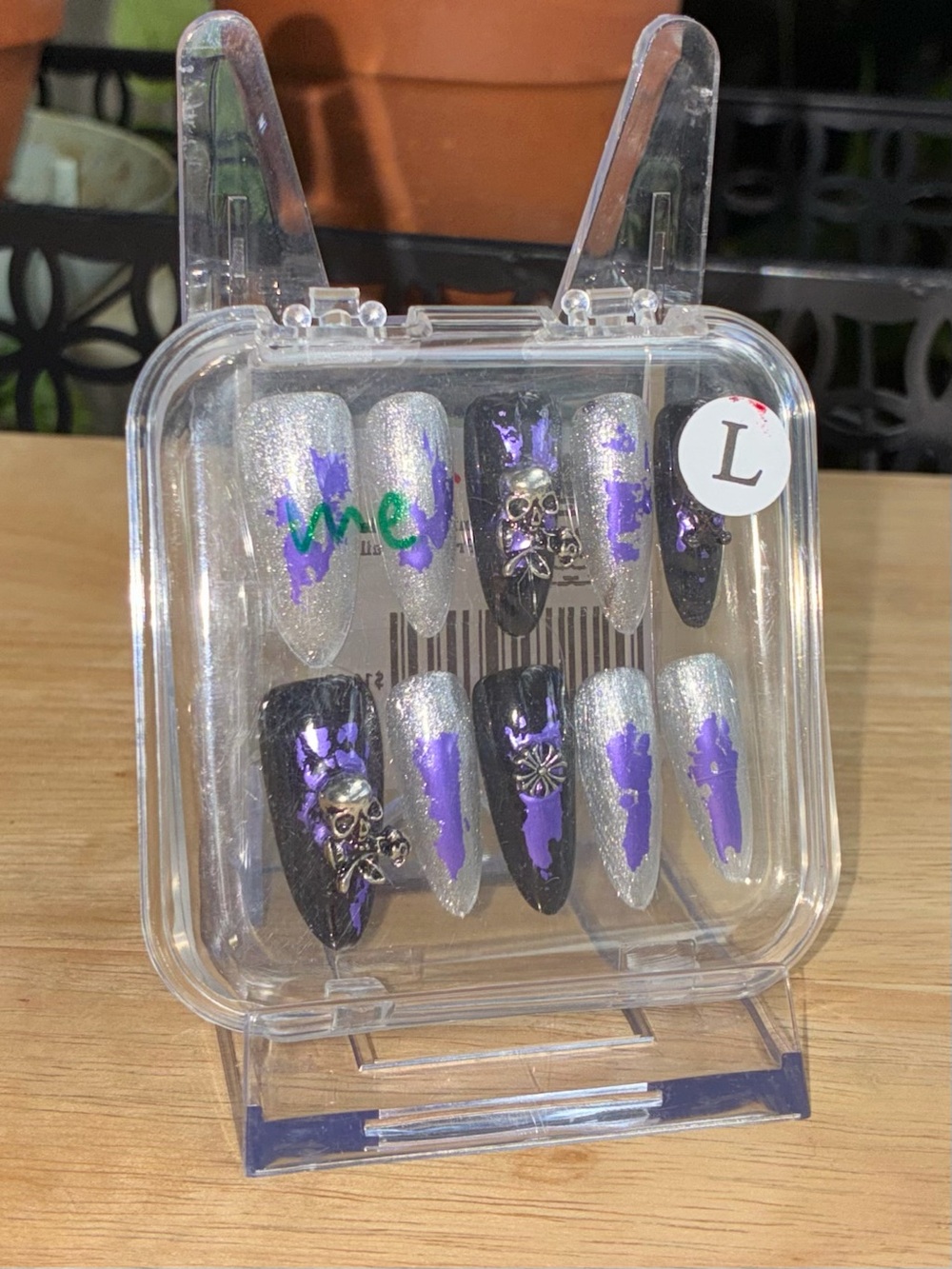 Silver & Purple Accent Press-On Nails (Large)